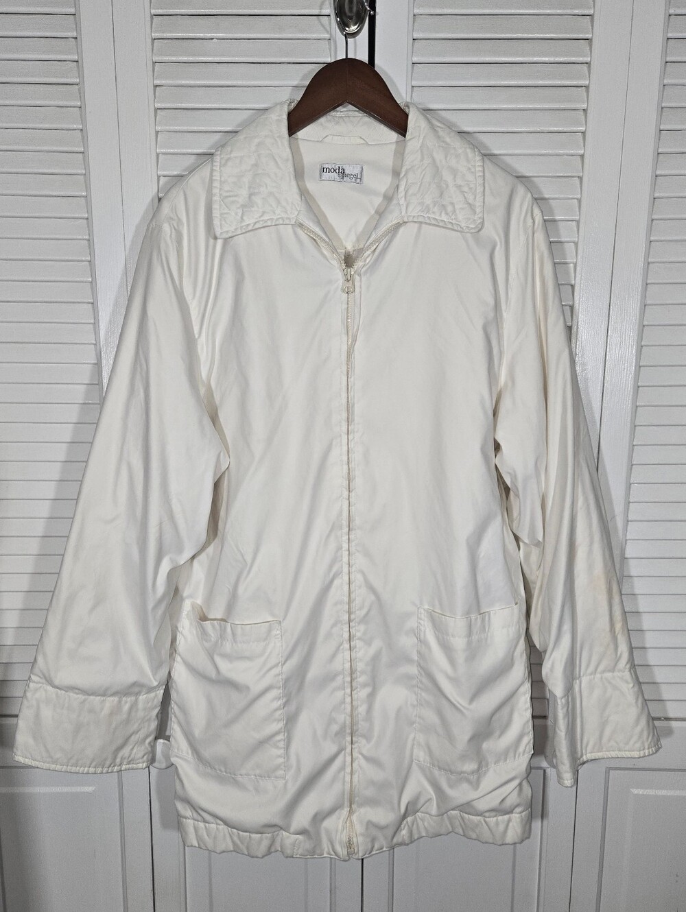 Moda Spiegel International Vintage Off-White Zip Front Utility Jacket XL